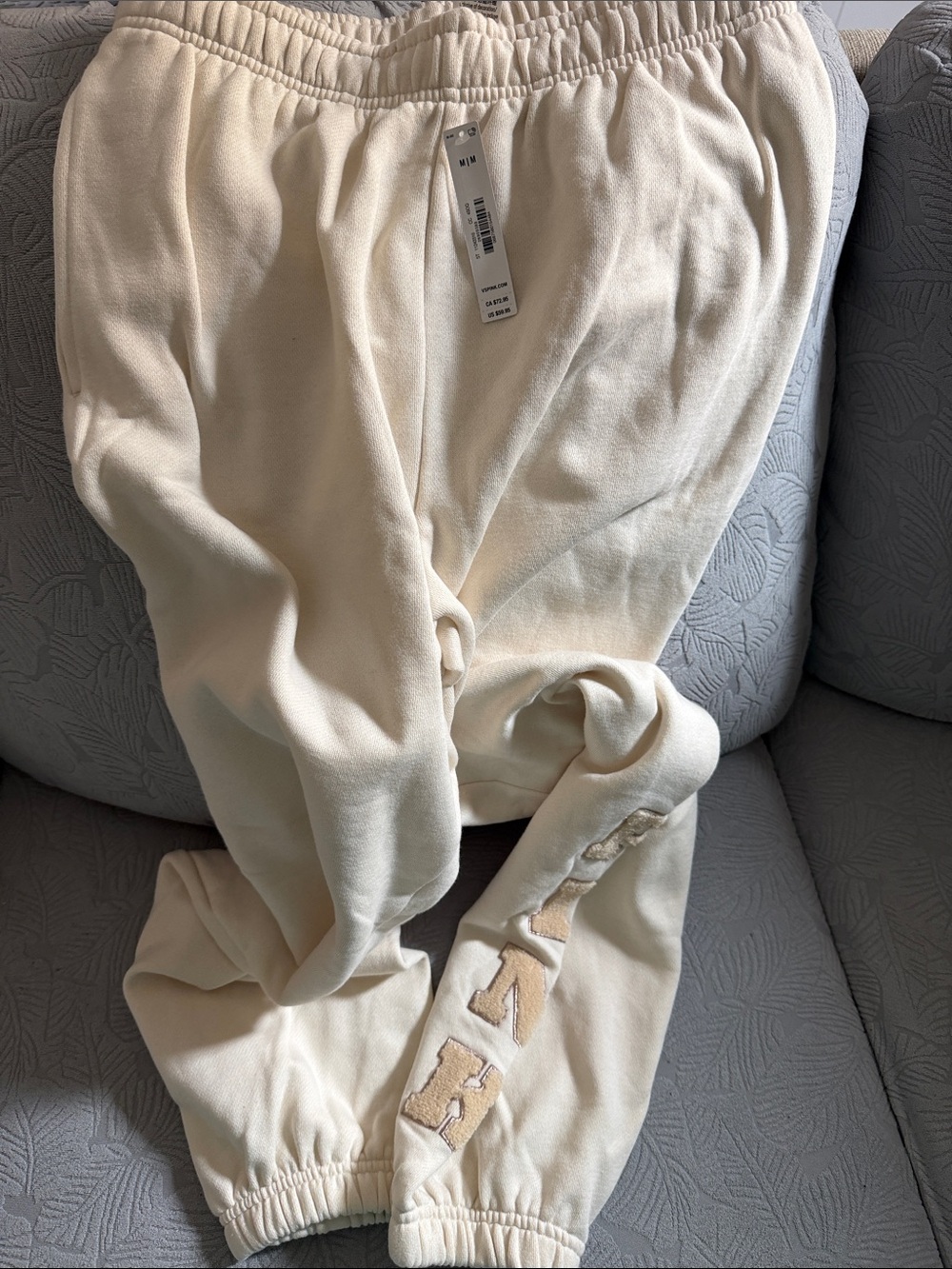 PINK Victoria's Secret Cream Sweatshirt with Tan Appliqué P - Picture 4 of 6